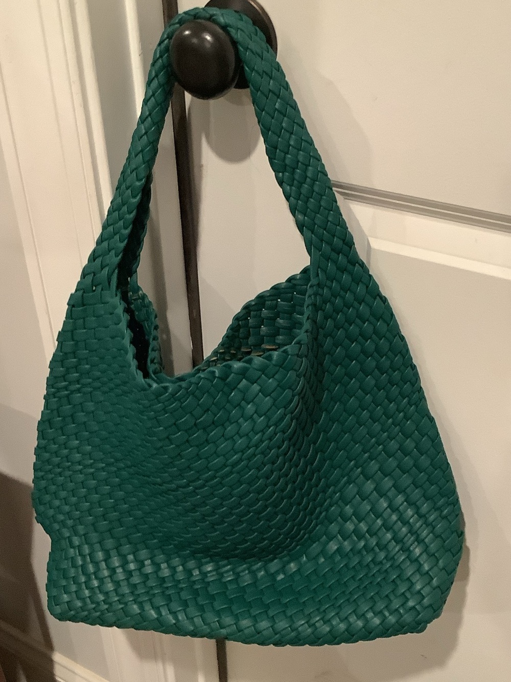 Woven Hobo Shoulder Bag in Teal